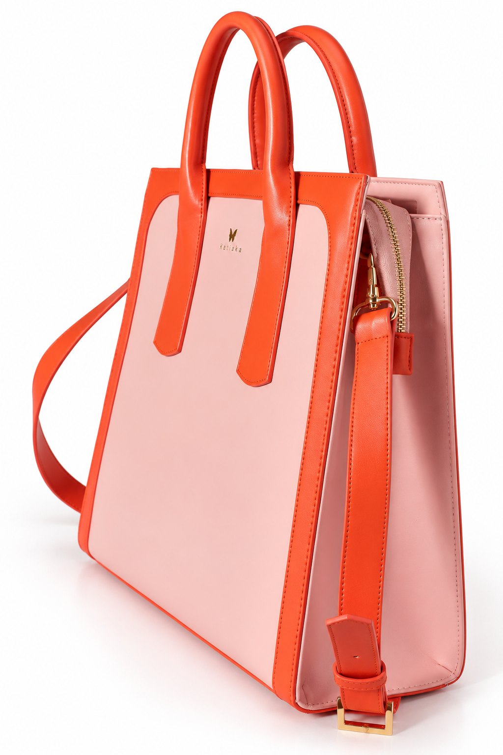 Vegan Office Bag Christine Orange & Baby Pink