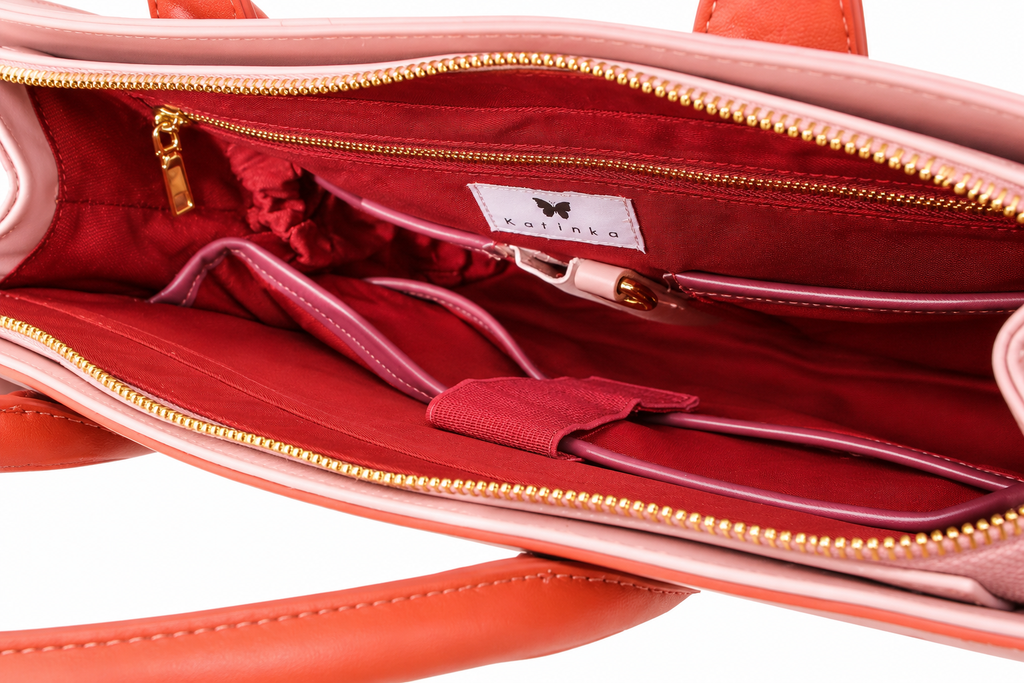 Vegan Office Bag Christine Orange & Baby Pink