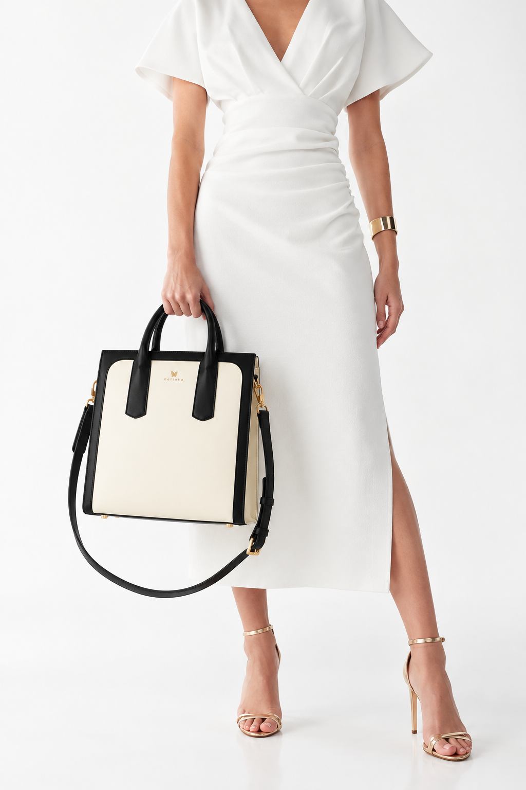 Vegan Office Bag Christine - Black & White