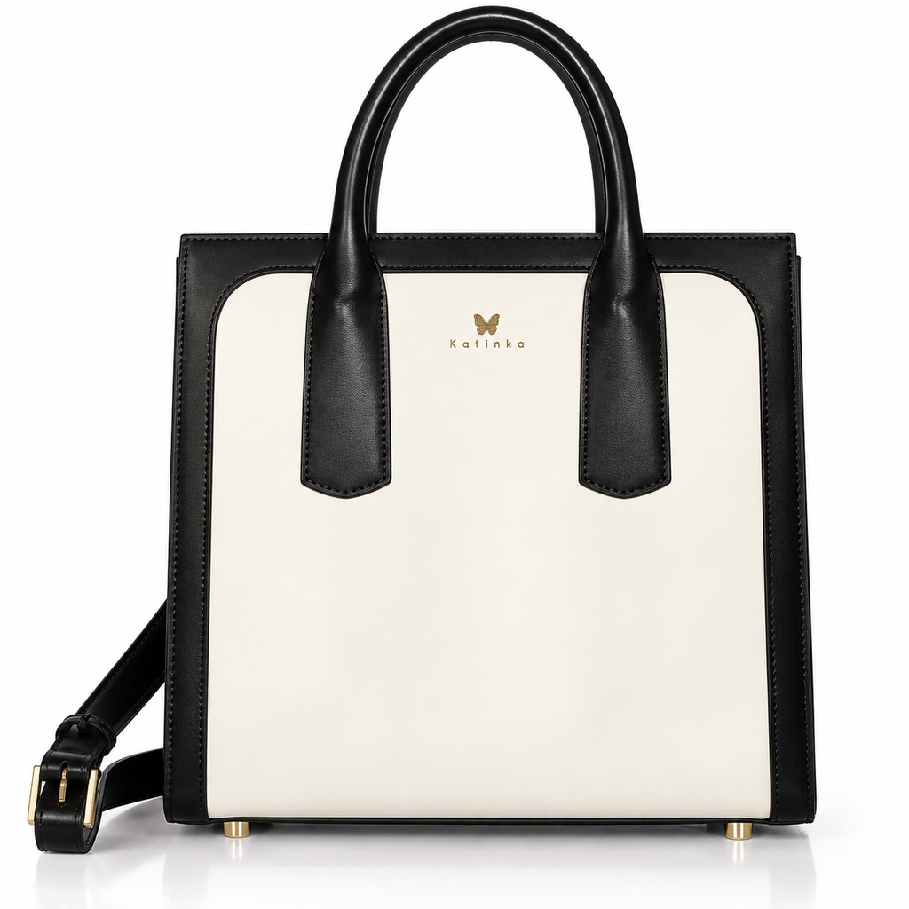 Vegan Office Bag Christine - Black & White