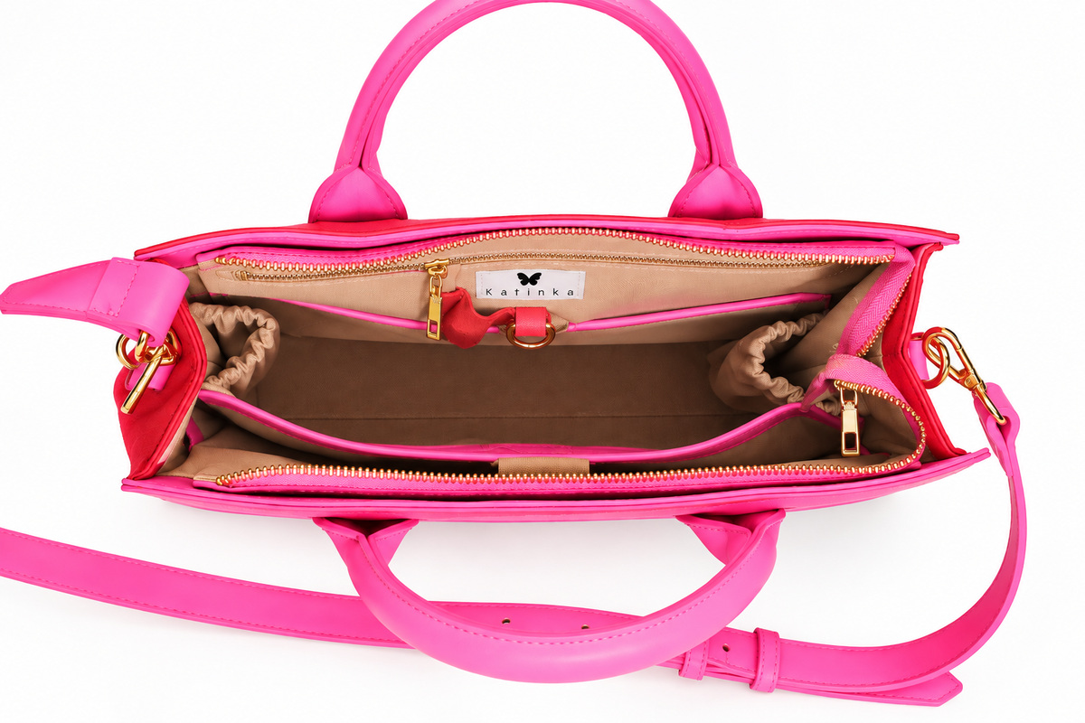 Vegan Office Bag Christine Vivid Pink & Red