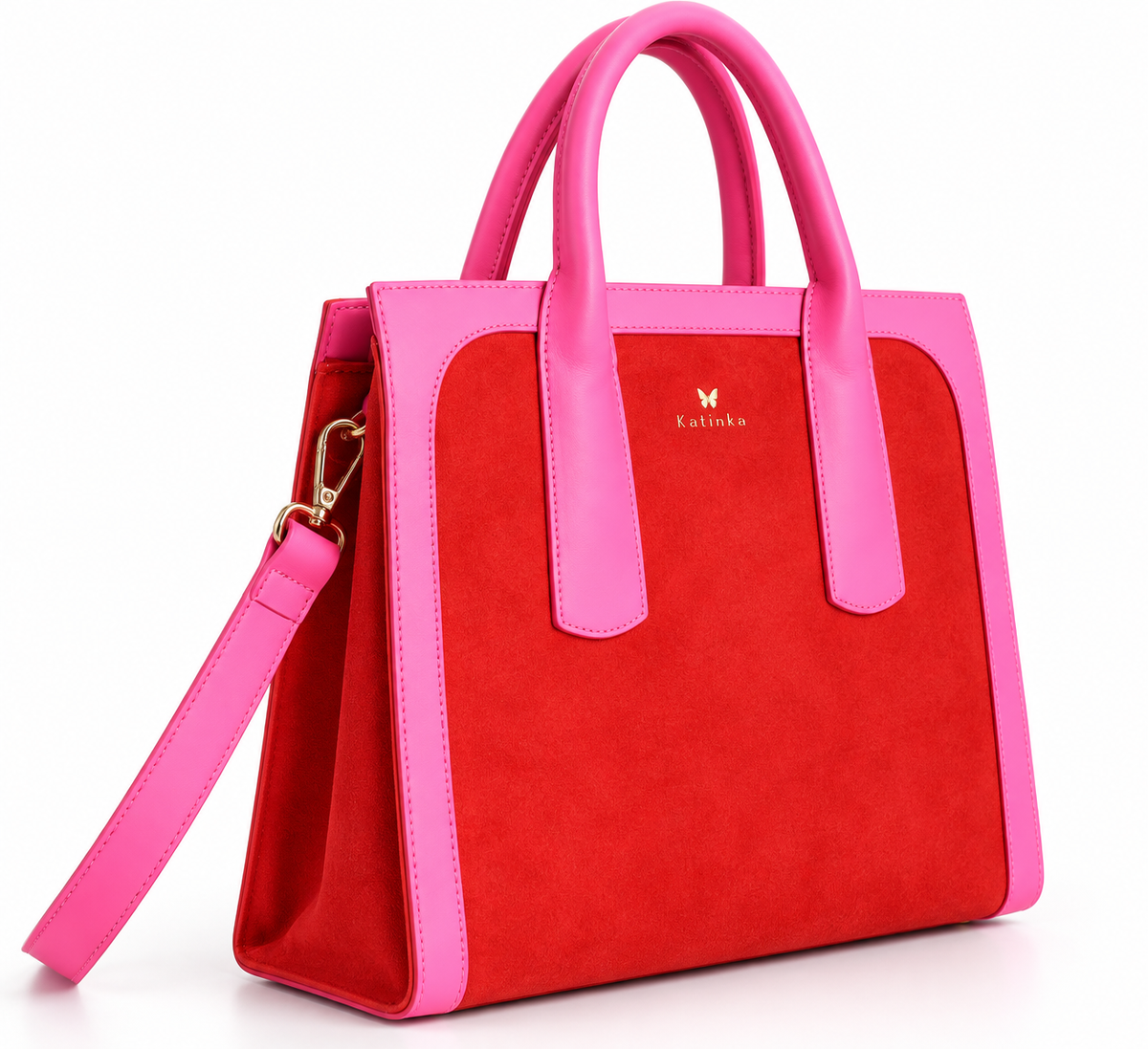 Vegan Office Bag Christine Vivid Pink & Red