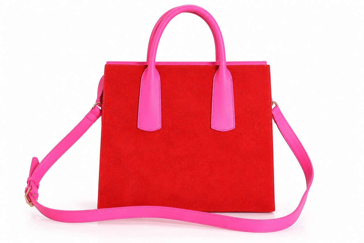 Vegan Office Bag Christine Vivid Pink & Red